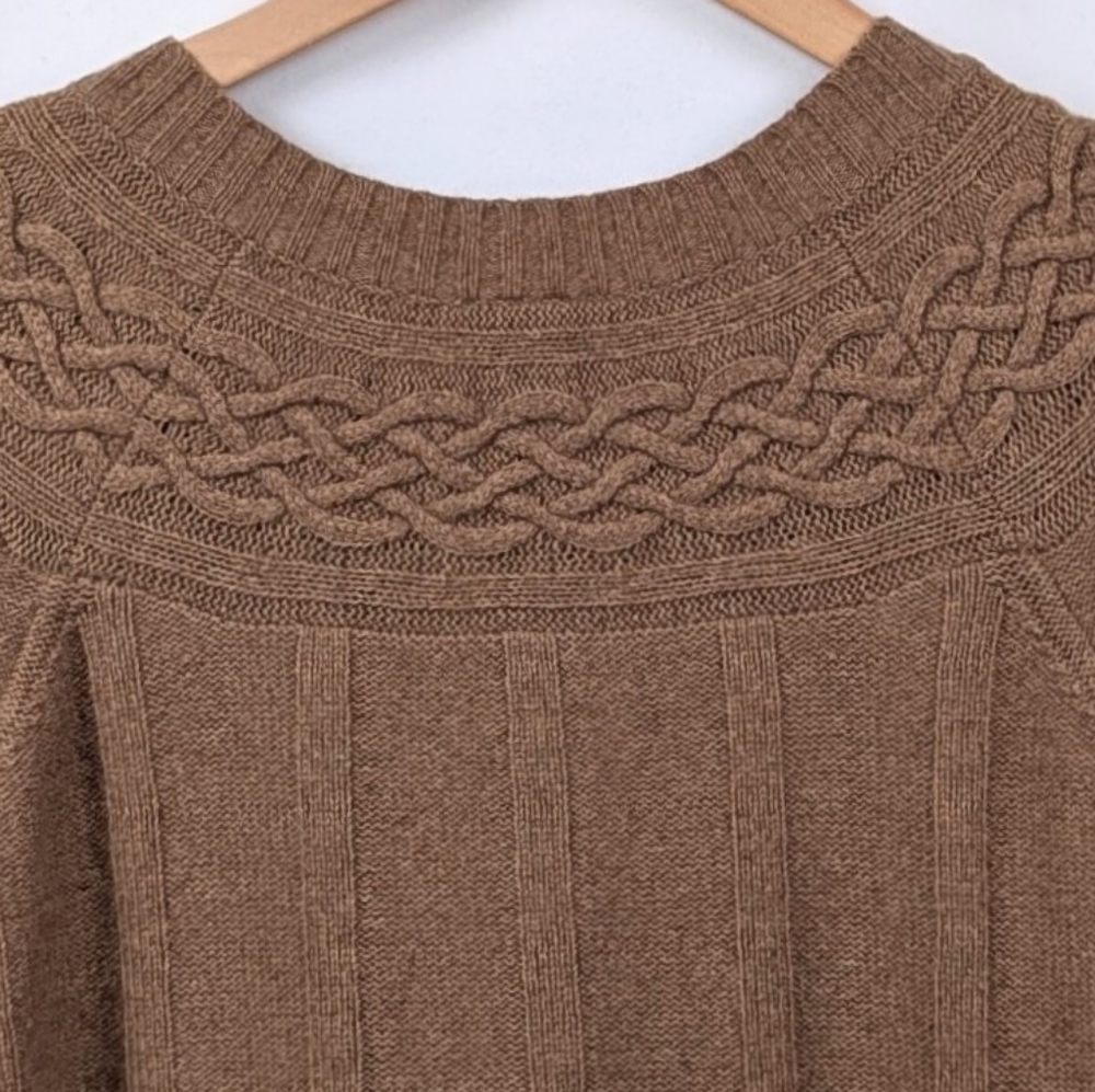 Ann Taylor Loft Cardigan Sweater Cable Knit Cashmere Blend Button Front Brown M - Picture 6 of 10